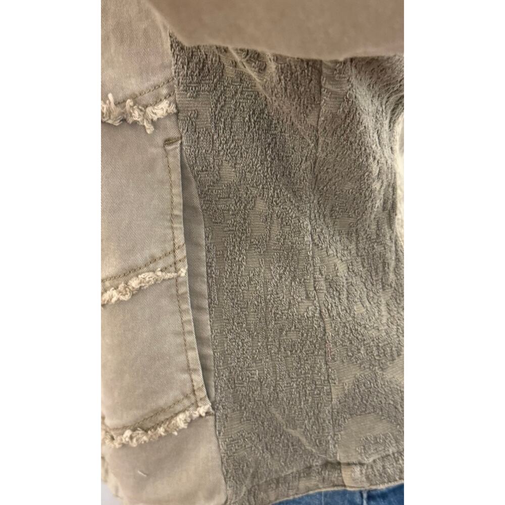 Free People Olive Utility Inspired Stretch Cotton Jacquard Jacket Medium - Picture 4 of 8